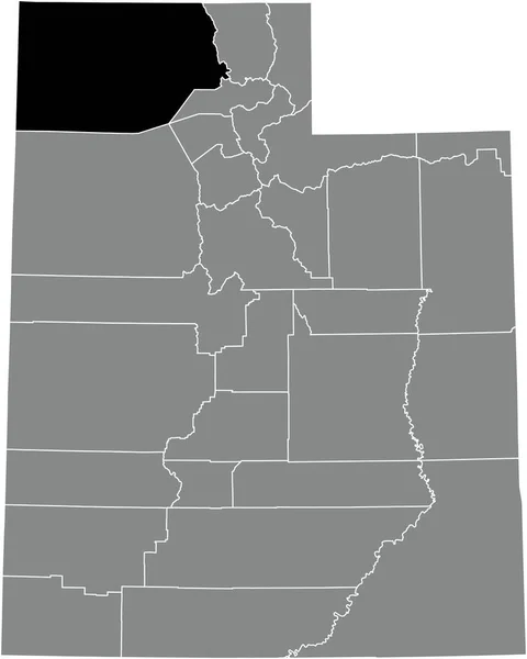 Preto Destaque Mapa Localização Condado Box Elder Dentro Cinza Mapa — Vetor de Stock