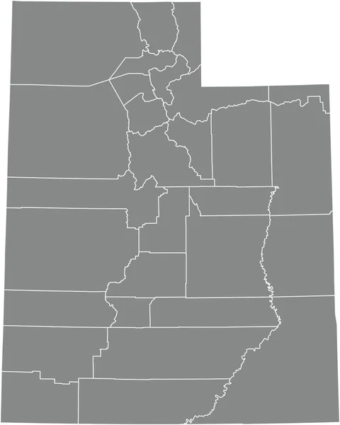Gray Vector Administrative Map Federal State Utah Usa White Borders — 图库矢量图片