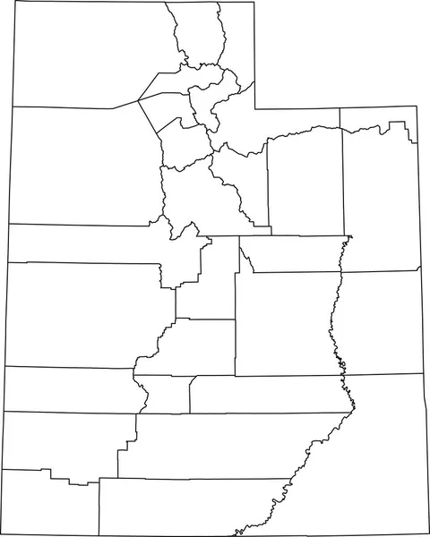 ユタ州 その郡の黒の境界線と米国の連邦政府の白い空白のベクトル管理マップ — ストックベクタ