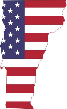 ABD 'nin Vermont eyaletinin basit düz ABD bayrak idari haritası