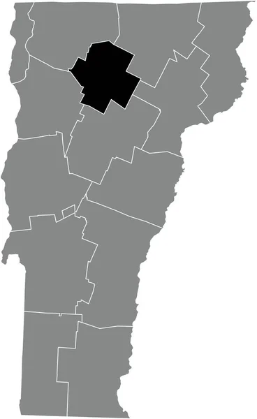 Czarny Podkreślono Mapę Lokalizacji Lamoille County Wewnątrz Szarej Mapy Administracyjnej — Wektor stockowy