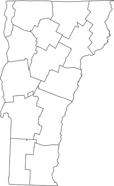 Λευκό Κενό Διάνυσμα Διοικητικό Χάρτη Της Ομοσπονδιακής Πολιτείας Του Βερμόντ — Διανυσματικό Αρχείο