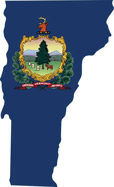Mapa Administrativo Simples Bandeira Plana Estado Federal Vermont Eua — Vetor de Stock