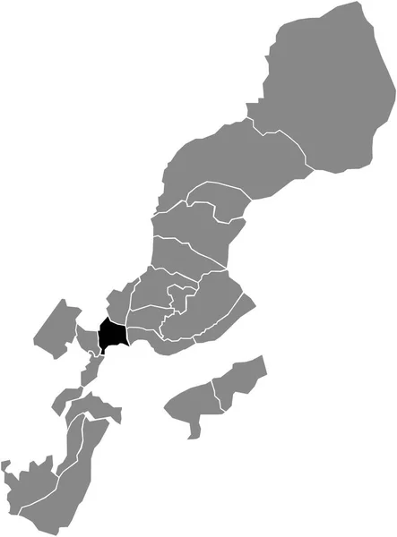 スイスの首都ルガーノの灰色の都市の4分の1地図の中のルガーノセントロ地区の黒い場所の地図 — ストックベクタ