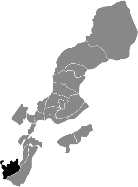 Mapa Localização Preta Bairro Barbengo Dentro Mapa Bairros Urbanos Cinzentos —  Vetores de Stock