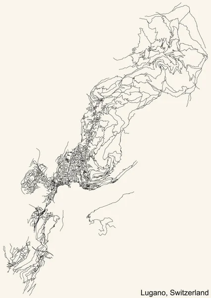 Детальная Карта Дорог Городской Навигации Винтажном Бежевом Фоне Столицы Швейцарии — стоковый вектор