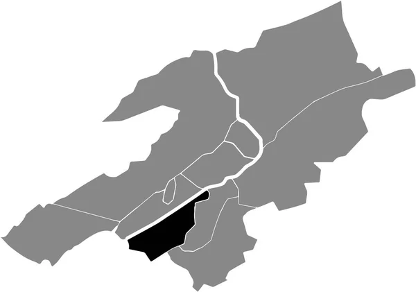 Czarna Mapa Lokalizacji Neustadt District Szarych Dzielnicach Miasta Biel Bienne — Wektor stockowy