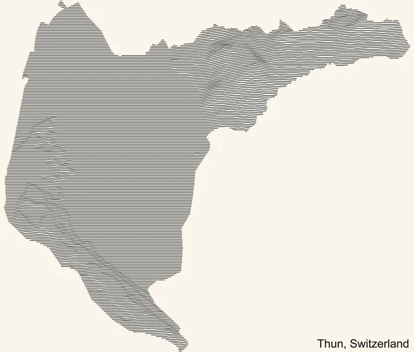 Mapa Topográfico Relieve Ciudad Thun Suiza Con Contornos Negros Sobre — Vector de stock