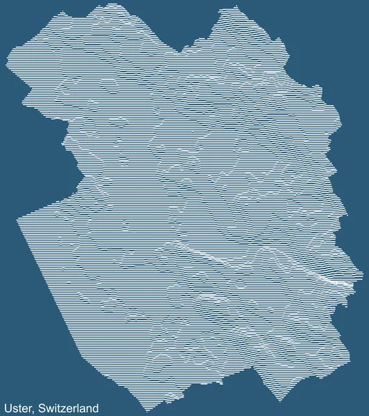 Topograficzna Mapa Rysunkowa Miasta Uster Szwajcaria Białymi Liniami Konturu Niebieskim — Wektor stockowy