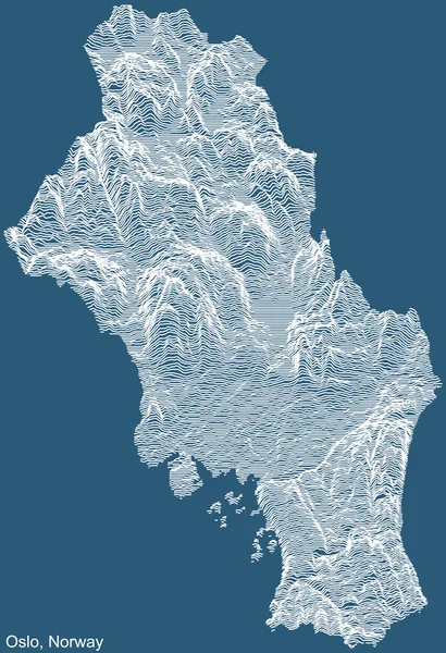 Topograficzna Mapa Pomocy Technicznej Miasta Oslo Norwegia Białymi Liniami Konturu — Wektor stockowy