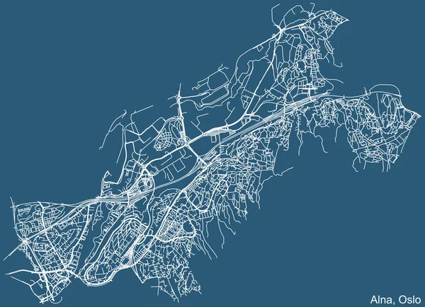 Detaillierte Technische Zeichnung Navigation Stadtplan Auf Blauem Hintergrund Des Viertels — Stockvektor