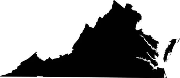 Simple Black Vector Administrative Map Federal State Virginia Usa — 图库矢量图片