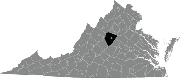 Virginia Federal Eyaleti Nin Gri Idari Haritasında Albemarle County Nin — Stok Vektör