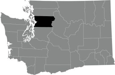 ABD 'nin Washington eyaletinin gri idari haritasında Snohomish County' nin siyah vurgulanmış konum haritası
