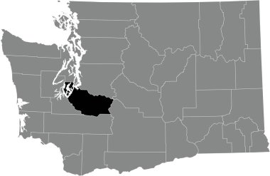 ABD 'nin Washington eyaletinin gri idari haritasında Pierce County' nin siyah vurgulanmış konum haritası