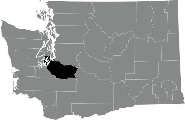 アメリカ合衆国ワシントン州の灰色の行政地図の中のピアース郡の黒いハイライトされた位置図 — ストックベクタ