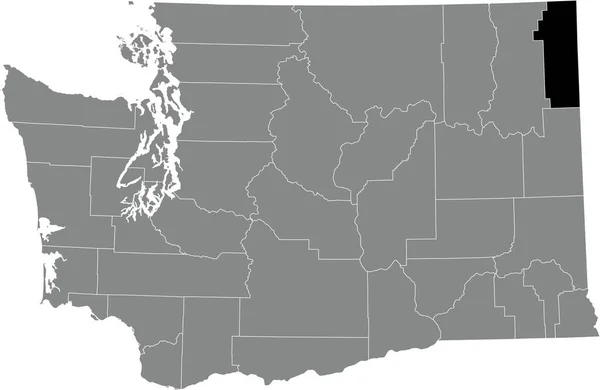 Black Highlighted Location Map Pend Oreille County Gray Administrative Map — Vettoriale Stock