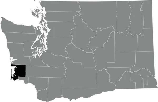 Zwarte Gemarkeerde Locatiekaart Van Pacific County Grijze Administratieve Kaart Van — Stockvector