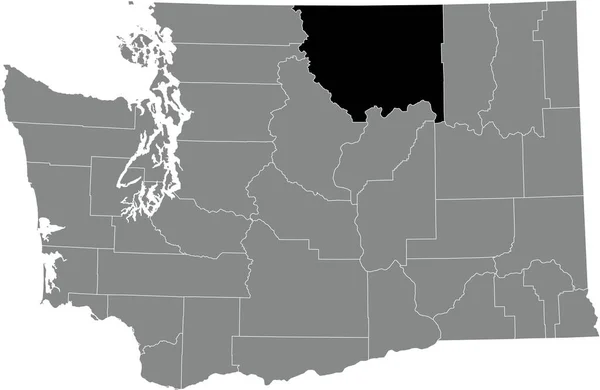 Carte Localisation Surbrillance Noire Comté Okanogan Intérieur Carte Administrative Grise — Image vectorielle