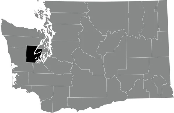 米国ワシントン州の灰色の行政地図の中のメイソン郡の黒い強調表示された場所の地図 — ストックベクタ