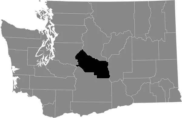 Mapa Ubicación Resaltado Negro Del Condado Kittitas Dentro Del Mapa — Vector de stock