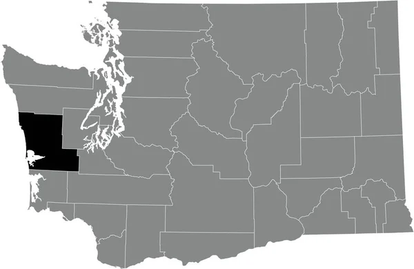 Zwart Gemarkeerde Kaart Van Locatie Van Grays Harbor County Grijs — Stockvector