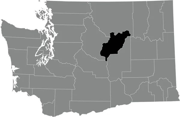 アメリカ合衆国ワシントン州の灰色の行政地図の中にあるダグラス郡の黒いハイライトされた位置図 — ストックベクタ