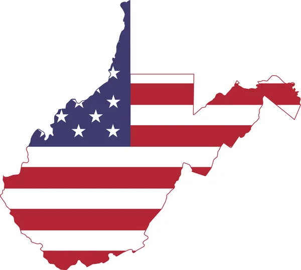 米国ウェストバージニア州のシンプルなフラット米国旗管理マップ — ストックベクタ
