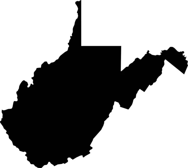 Simple Black Vector Administrative Map Federal State West Virginia Usa — Stock vektor