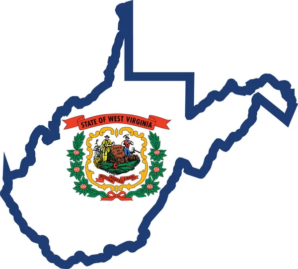 Simple Flat Flag Administrative Map Federal State West Virginia Usa — Wektor stockowy