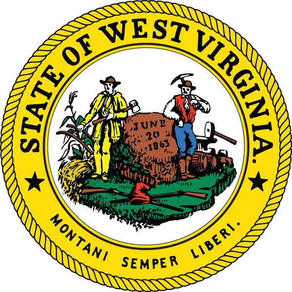 Official Current Vector Great Seal Federal State West Virginia Usa — Vetor de Stock