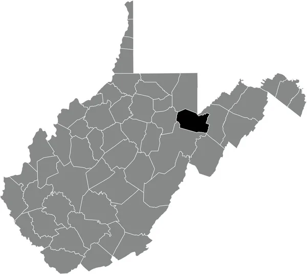 Black Highlighted Location Map Tucker County Gray Administrative Map Federal — Vetor de Stock