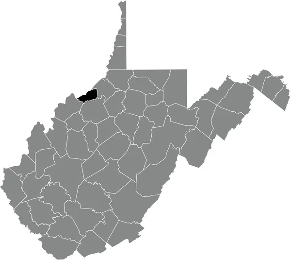 Black Highlighted Location Map Pleasants County Gray Administrative Map Federal — Vettoriale Stock