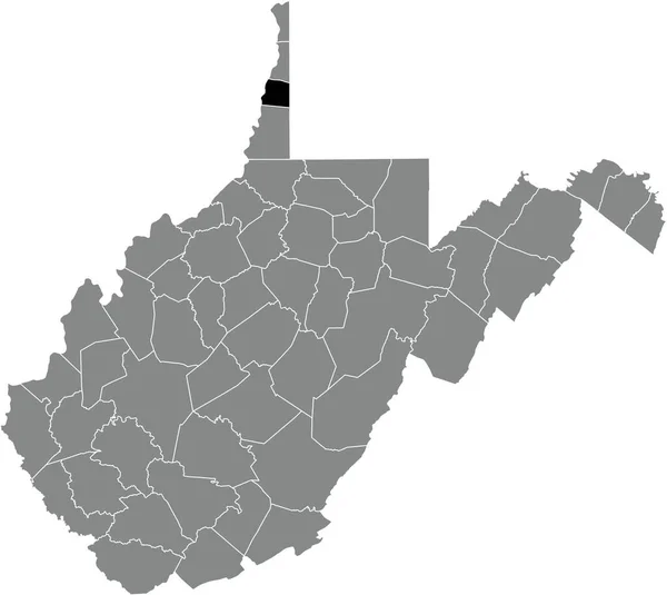 Preto Destaque Mapa Localização Condado Ohio Dentro Cinza Mapa Administrativo —  Vetores de Stock