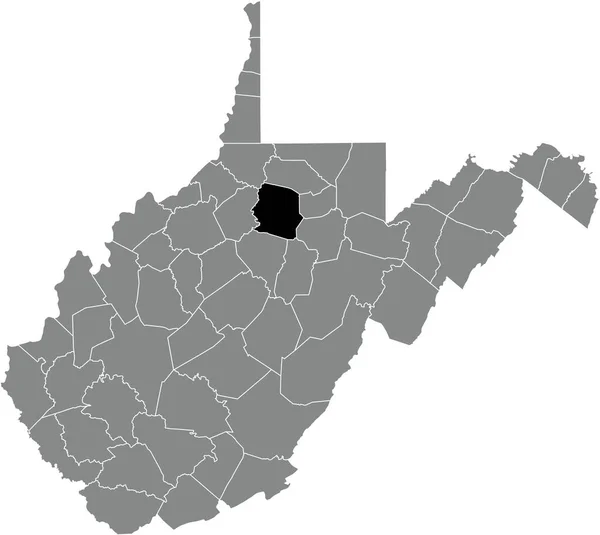 Black Highlighted Location Map Harrison County Gray Administrative Map Federal —  Vetores de Stock