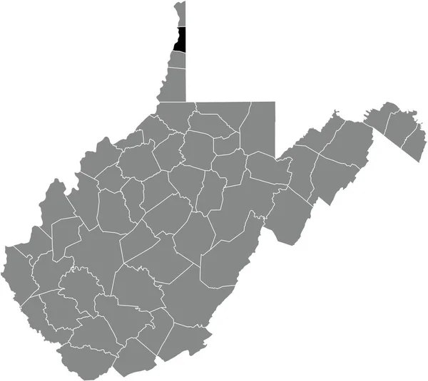 Black Highlighted Location Map Brooke County Gray Administrative Map Federal — стоковий вектор