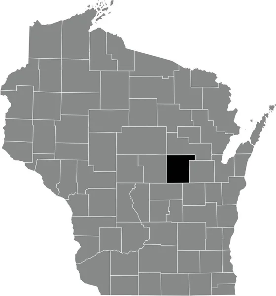 Abd Nin Wisconsin Eyaletinin Gri Idari Haritasında Wood County Nin — Stok Vektör