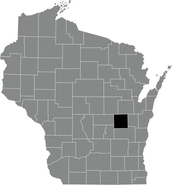 Abd Nin Wisconsin Eyaletinin Gri Idari Haritasında Winnebago County Nin — Stok Vektör