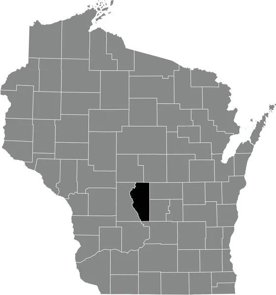 アメリカのウィスコンシン州の灰色の行政地図の中のアダムズ郡の黒いハイライトされた位置図 — ストックベクタ