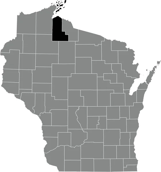 Black Highlighted Location Map Ashland County Gray Administrative Map Federal — Stockvektor