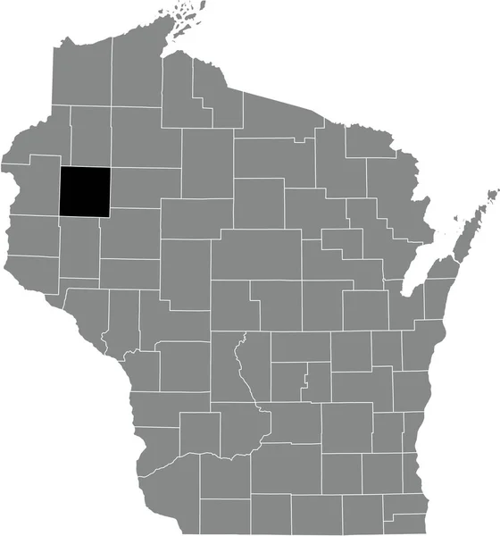 Abd Nin Wisconsin Eyaletinin Gri Idari Haritasında Barron County Nin — Stok Vektör