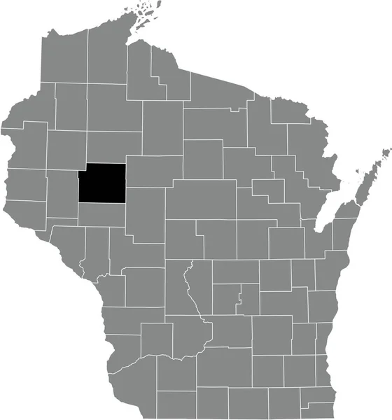 チッペワ郡の黒いハイライトされた位置図は アメリカ合衆国ウィスコンシン州の灰色の行政地図の中にある — ストックベクタ