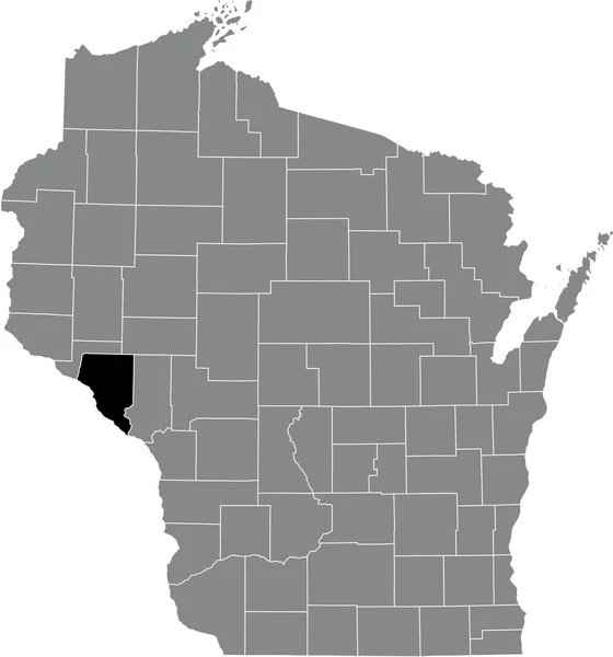 Abd Nin Wisconsin Eyaletinin Gri Idari Haritasında Buffalo Bölgesi Nin — Stok Vektör