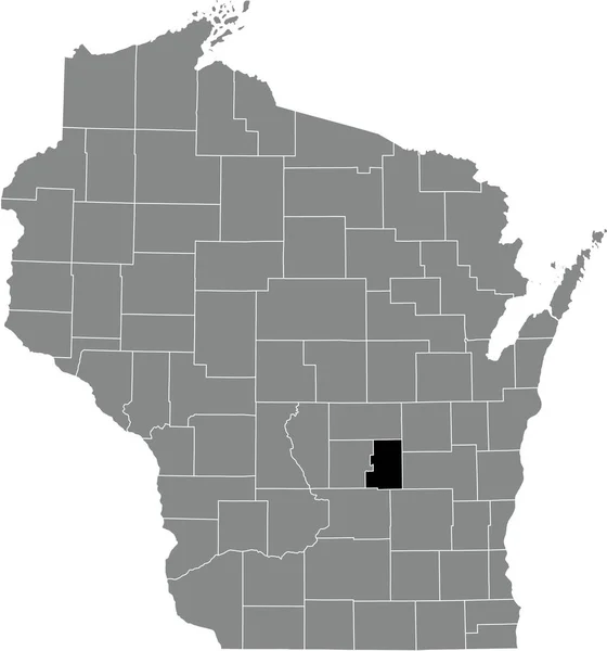 Abd Nin Wisconsin Eyaletinin Gri Idari Haritasında Green Lake County — Stok Vektör