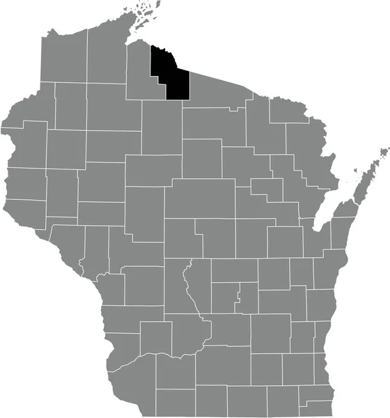 Black Highlighted Location Map Iron County Gray Administrative Map Federal — Wektor stockowy