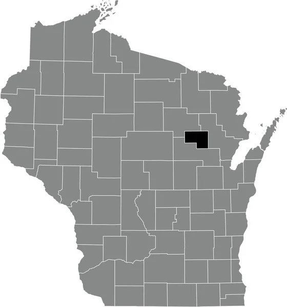 Black Highlighted Location Map Menominee County Gray Administrative Map Federal — Stockvektor