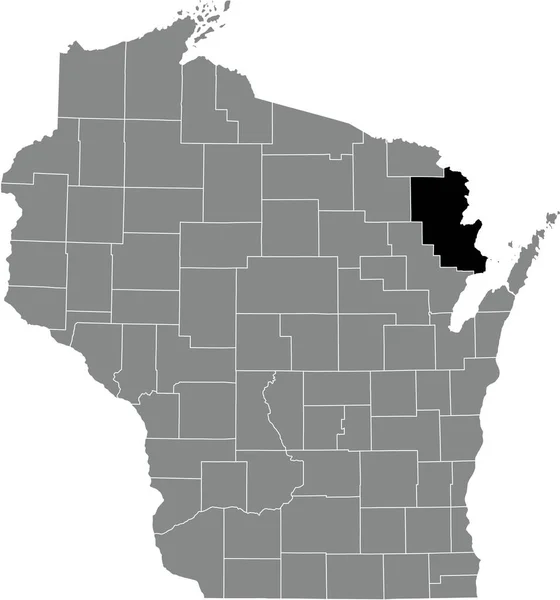 Black Highlighted Location Map Marinette County Gray Administrative Map Federal — Vettoriale Stock