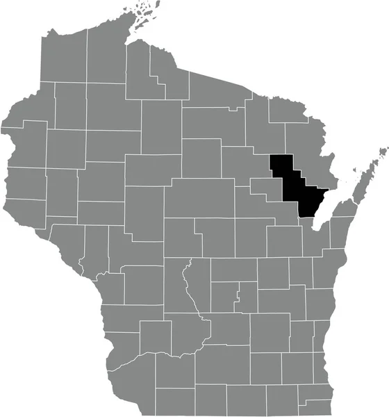 Black Highlighted Location Map Oconto County Gray Administrative Map Federal — Wektor stockowy