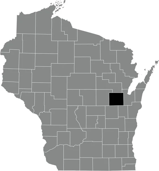 Black Highlighted Location Map Outagamie County Gray Administrative Map Federal — стоковый вектор