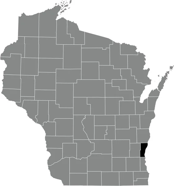 Black Highlighted Location Map Ozaukee County Gray Administrative Map Federal — стоковый вектор